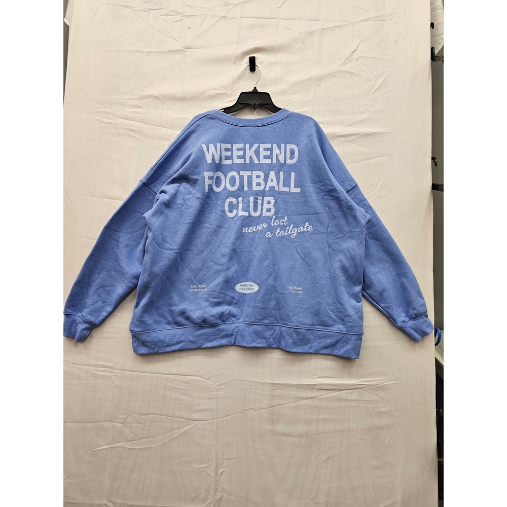 Wild Fable Weekend Football Club Blue Oversized Sweatshirt XXL NWT‎ 331114740 - Picture 2 of 7